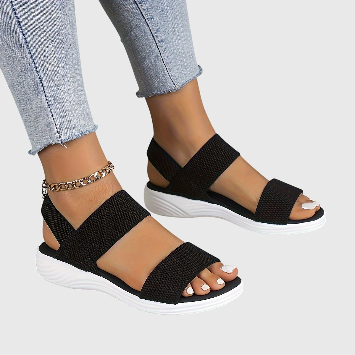 Calantha | Black Strappy Orthopedic Sandals