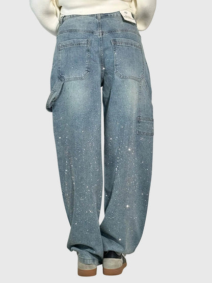 Astrid | Women’s Dark Blue Sparkle Diamond Denim Pants