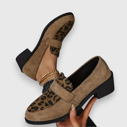 Alethea | Suede Leopard Loafers