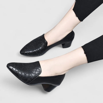Alethea | Sophisticated Black Leather Pointed-Toe Shoes