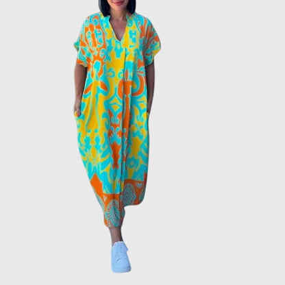 Juliette | Vibrant Elegant Summer Dress in Blue Green