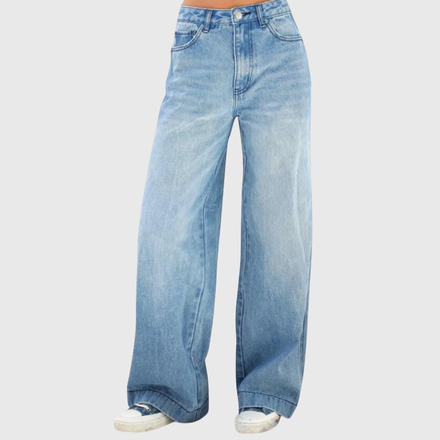 Alethea | Light Blue Wide-Leg Women's Casual Baggy Denim Pants
