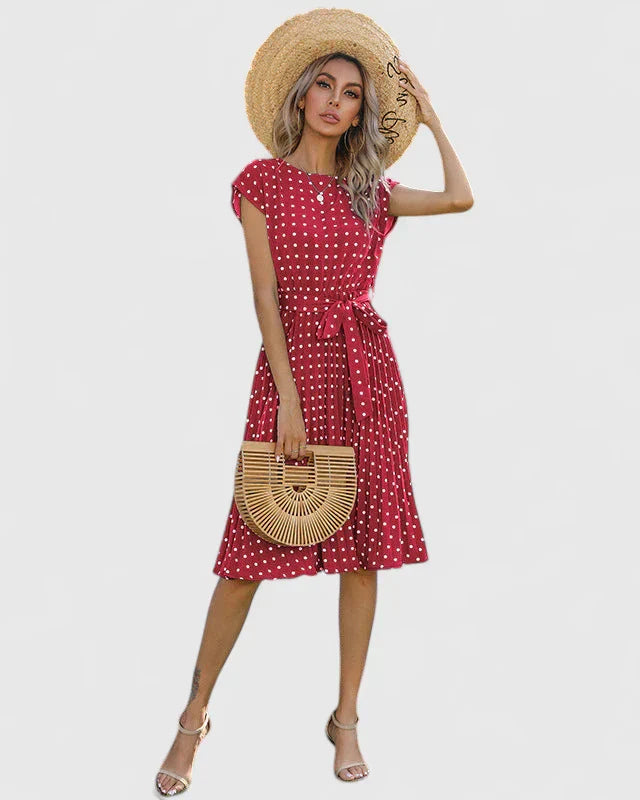 Calantha | Blush Polka Dot Elegant Dress