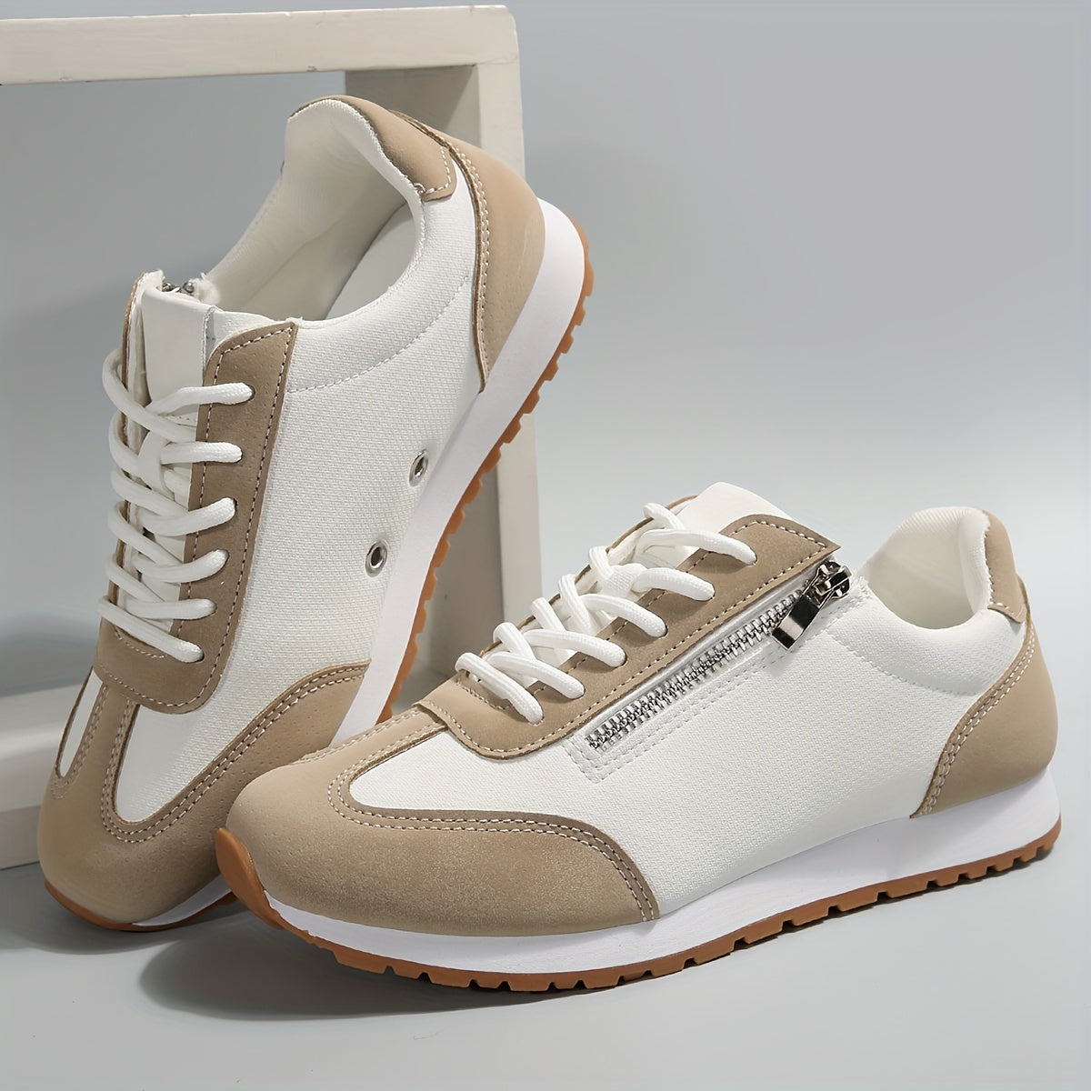 Calista | Luxury Tan & White Bellezza Sneakers