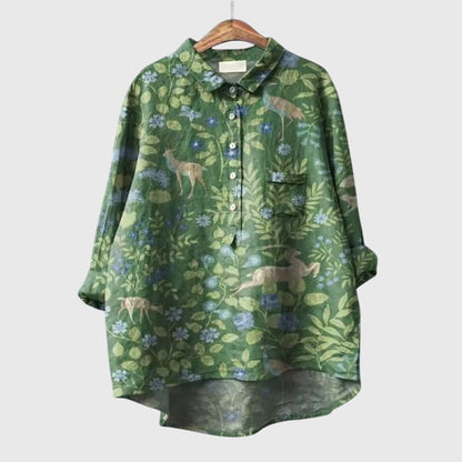 Aria | Gray Cat Print Blouse
