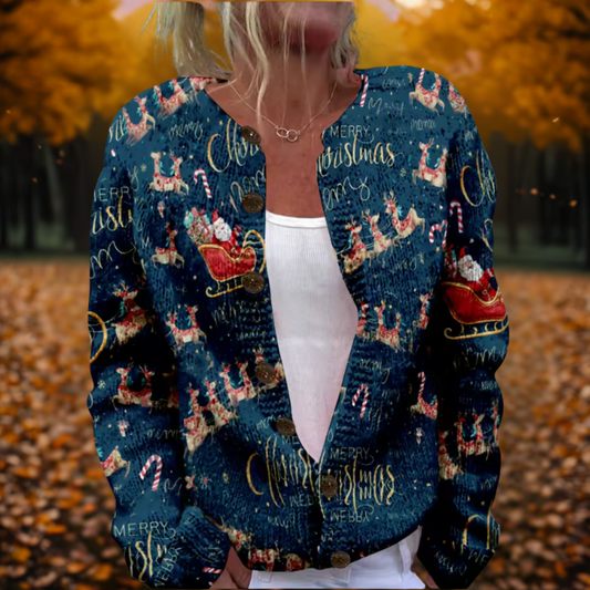Astrid | Navy Blue Santa Claus Cardigan