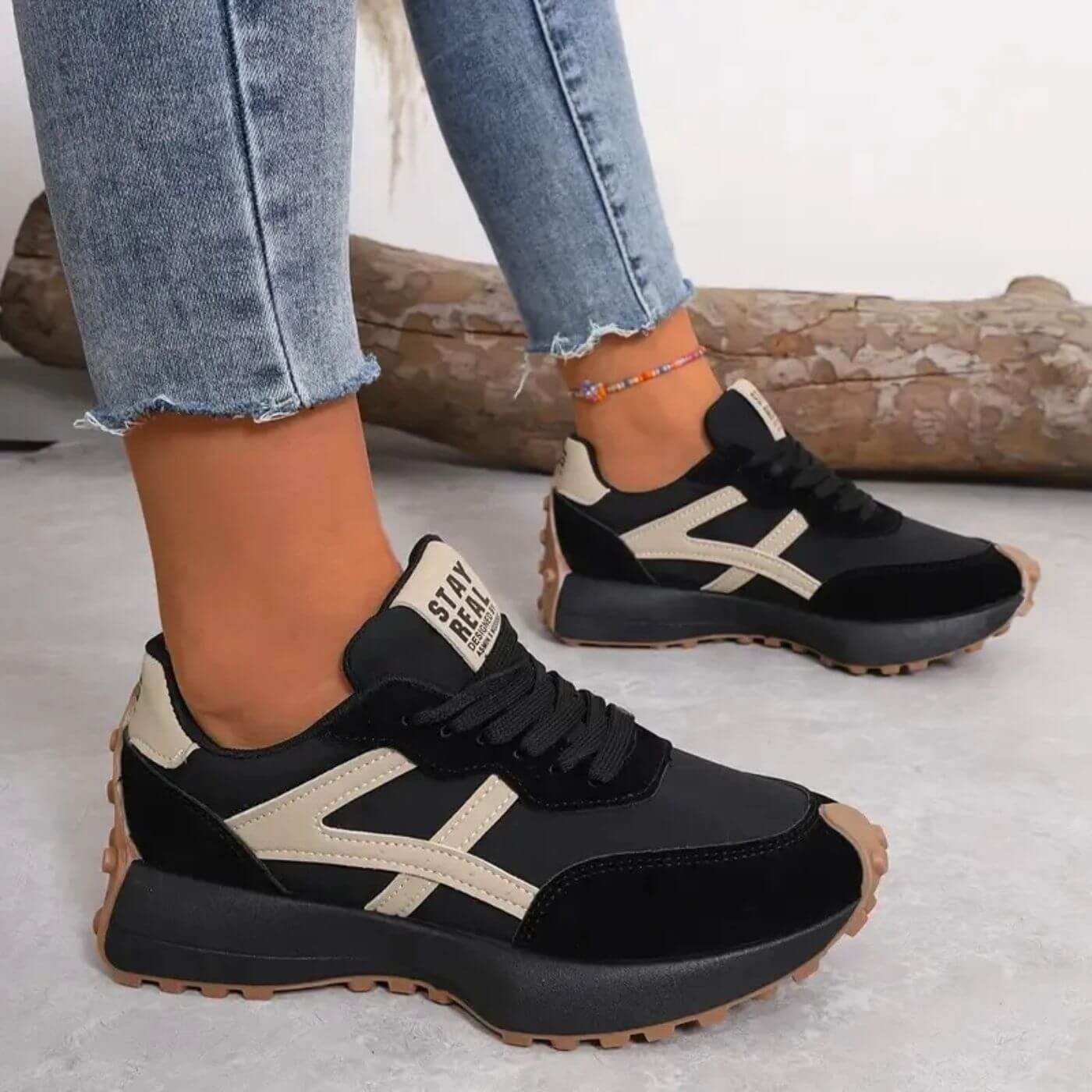 Aurelia | Green Orthopedic Sneakers with Suede Accents