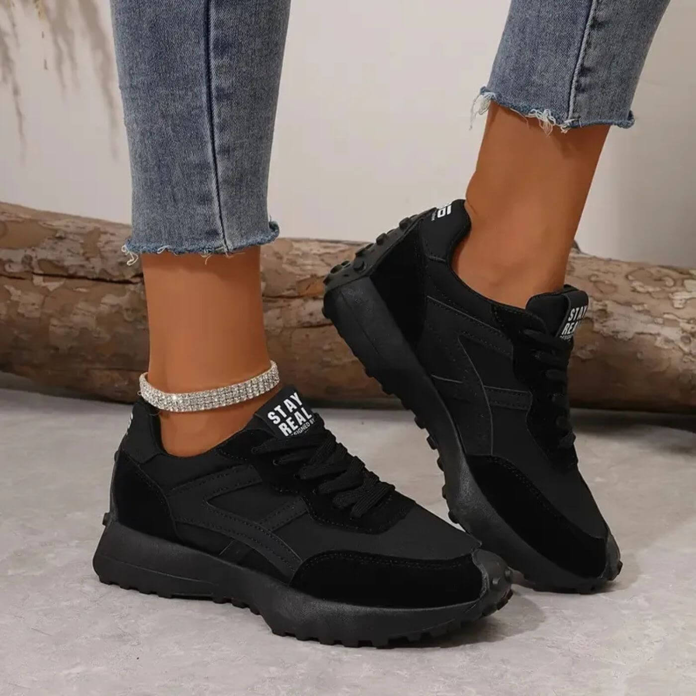 Aurelia | Green Orthopedic Sneakers with Suede Accents