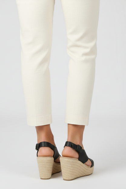 Aurelia | Black Leather Wedge Crossover Slingback Sandals