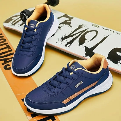 Asher | Men's Lace Up Navy Blue Casual Street Sneakers