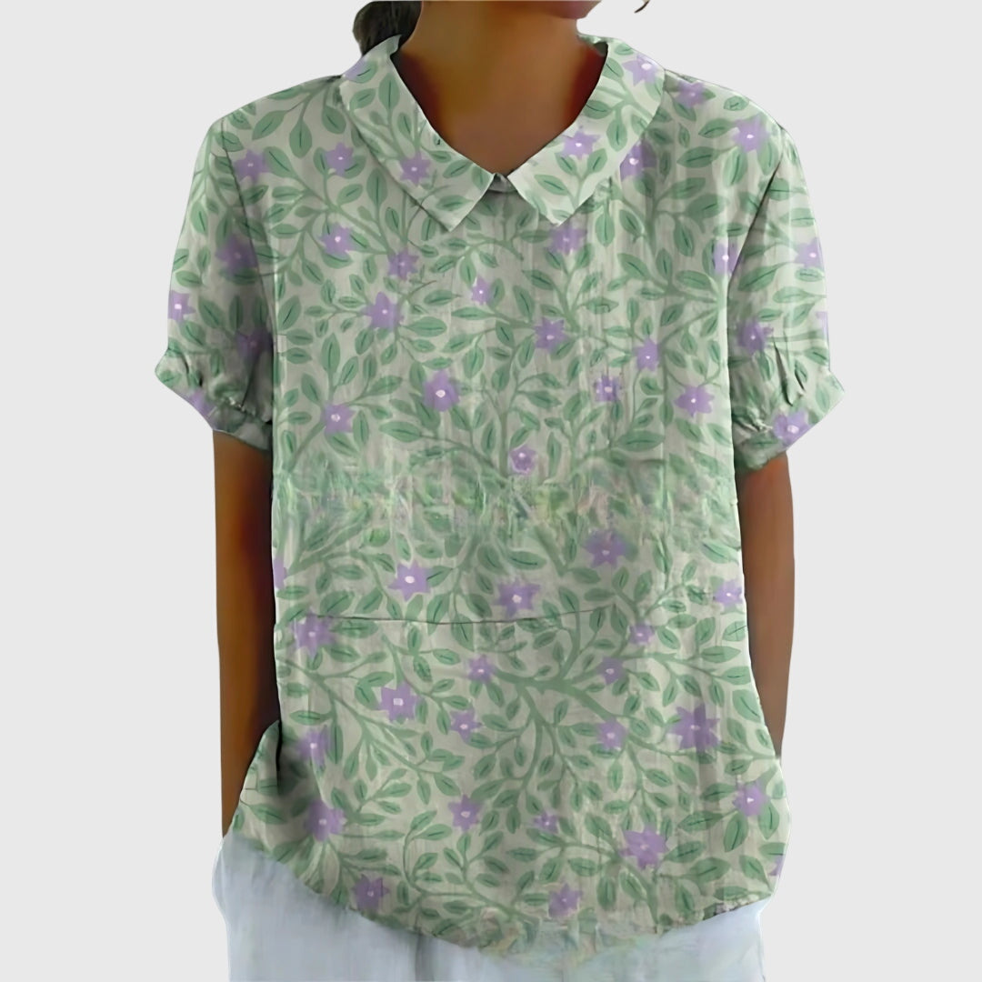 Alethea | Sage Green Floral Blouse