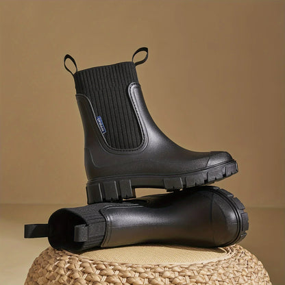 Calantha | Black Ribbed Elegant Boots