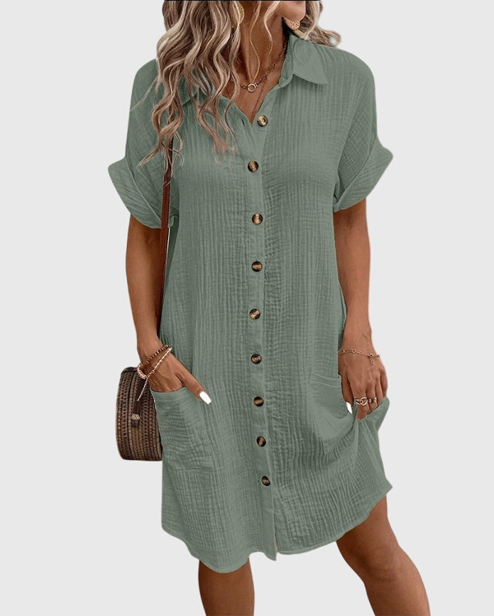 Adeline | Elegant White Short Sleeve Comfortable Dress