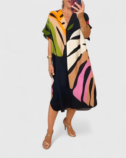 Calantha | Vibrant Abstract Comfortable Dress