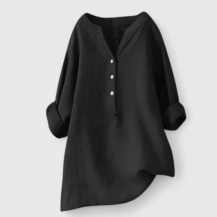 Calantha | Elegant White Button-Front Linen Shirt