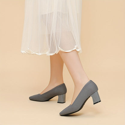 Calantha | Beige Ribbed Orthopedic Heels