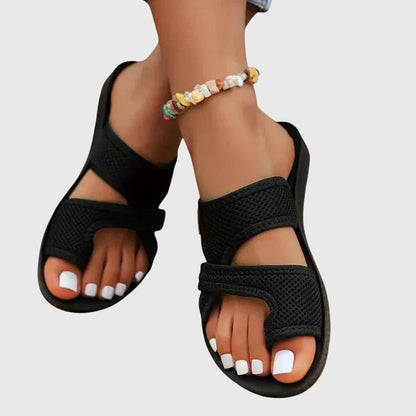 Alethea | Black Strappy Orthopedic Sandals