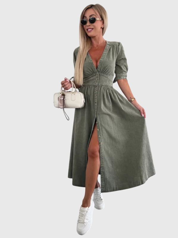 Alethea | Blush Elegant Denim Dress