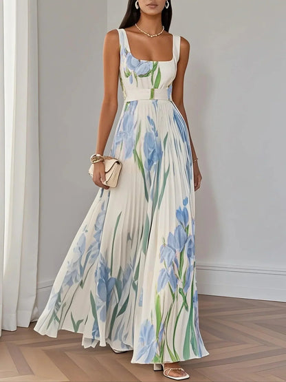 Astrid | Women’s Boho Floral Flowing A Line Dress in Ivory