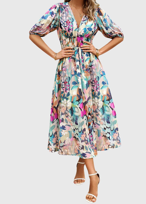 Astrid | Elegant Floral Midi Dress