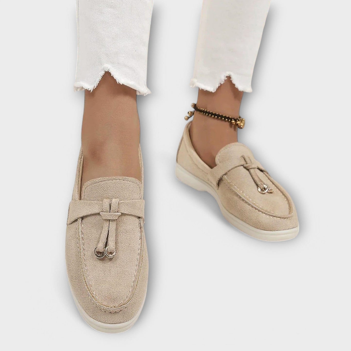 Astrid | Soft Beige Suede ClaSsic Women’s Loafers
