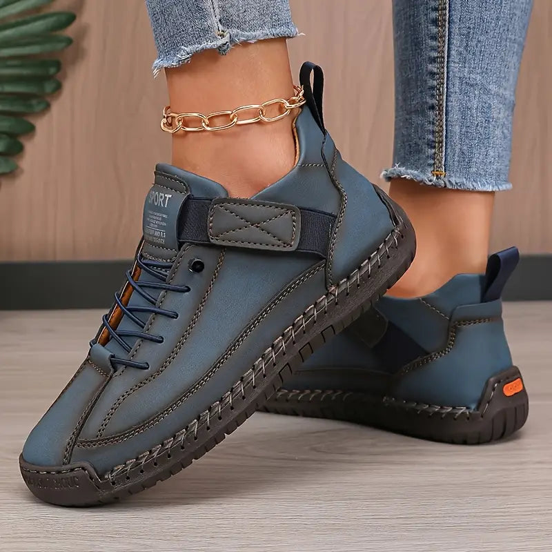 Kalindi | Beige Stitched Orthopedic Sneakers