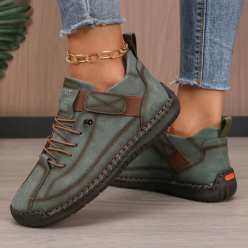 Kalindi | Beige Stitched Orthopedic Sneakers