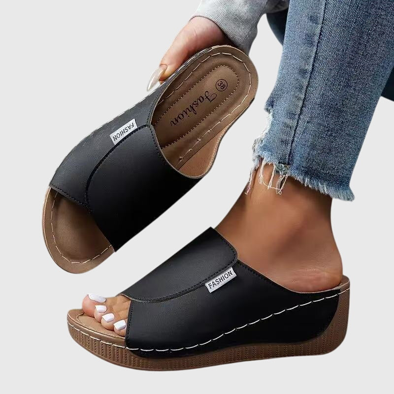 Burgundy Wide Strap Stylish Orthopedic Sandals