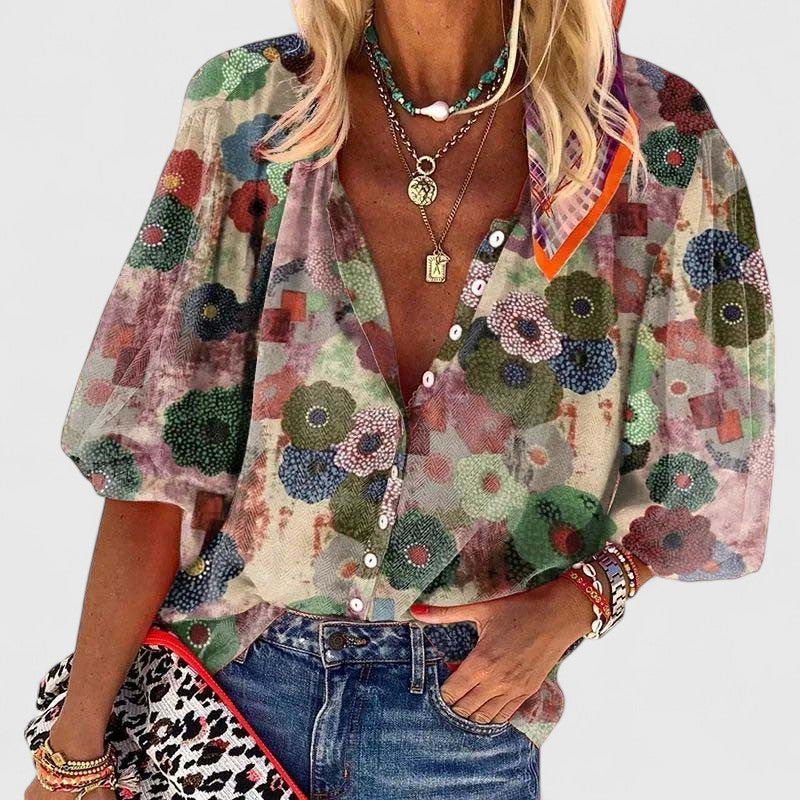 Calantha | Elegant Floral Comfortable Blouse