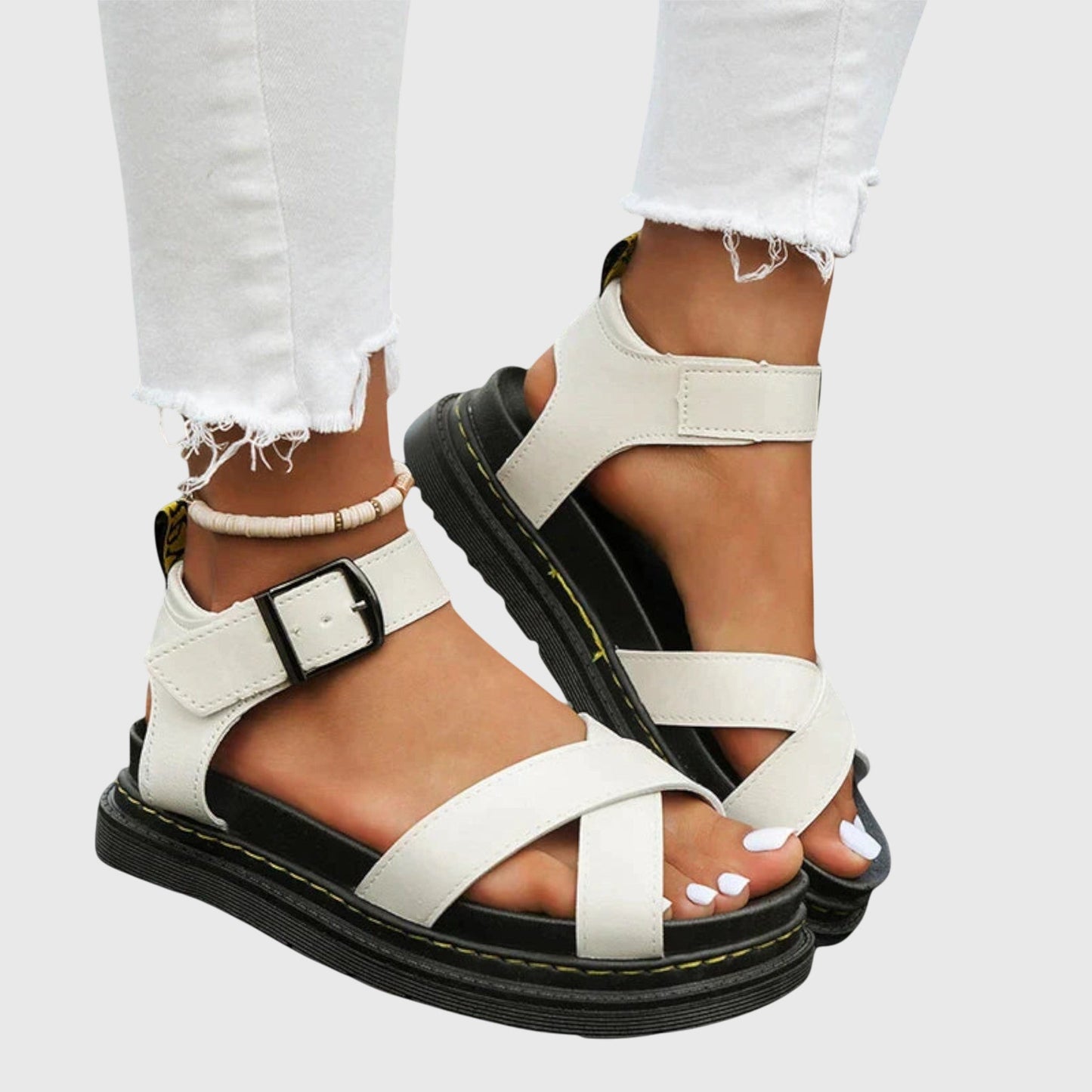 Alethea | Black Strappy Comfy Sandals