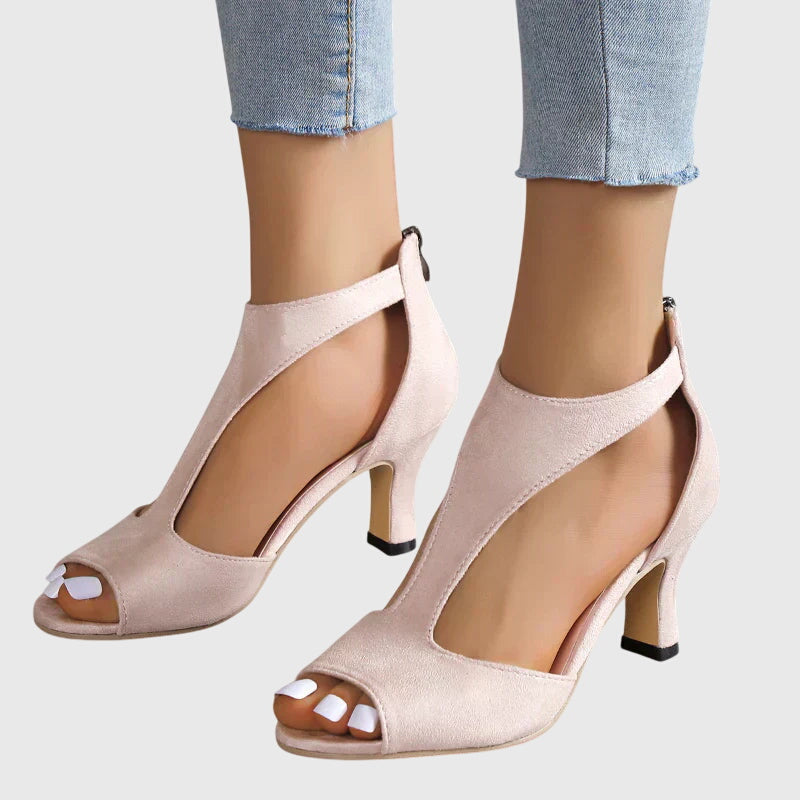 Calista | Blush Suede Orthopedic Heels