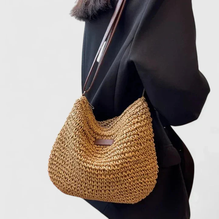 Astrid | Women’s Natural Woven Straw Shoulder Bag