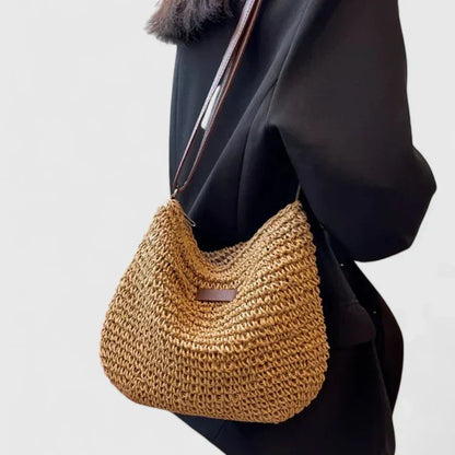 Astrid | Women’s Natural Woven Straw Shoulder Bag