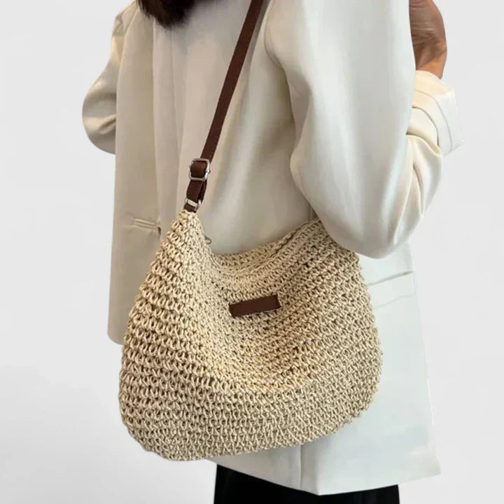 Astrid | Women’s Natural Woven Straw Shoulder Bag