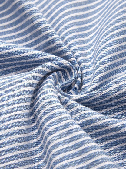 Astrid | Blue Striped Midi Dress with Buttons