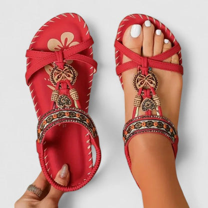 Calanthe | Red Strappy Orthopedic Sandals