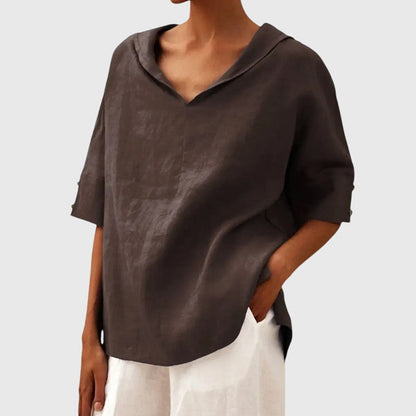 Kalliope | Blouse - Burnt Orange Linen