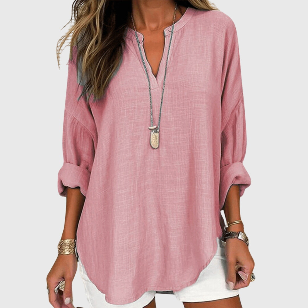 Calista | Soft Sky Blue Flowy Elegant Beach Shirt