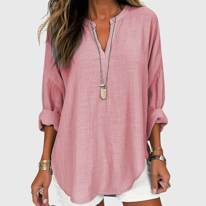 Calista | Soft Sky Blue Flowy Elegant Beach Shirt