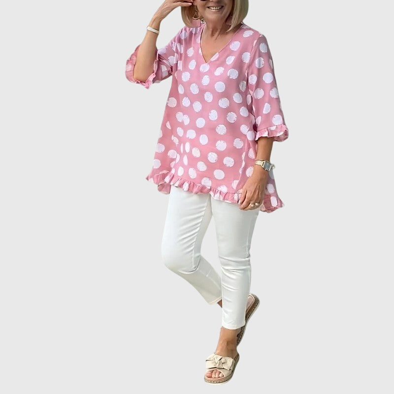 Astrid | Blouse - Soft Pink Polka Dot