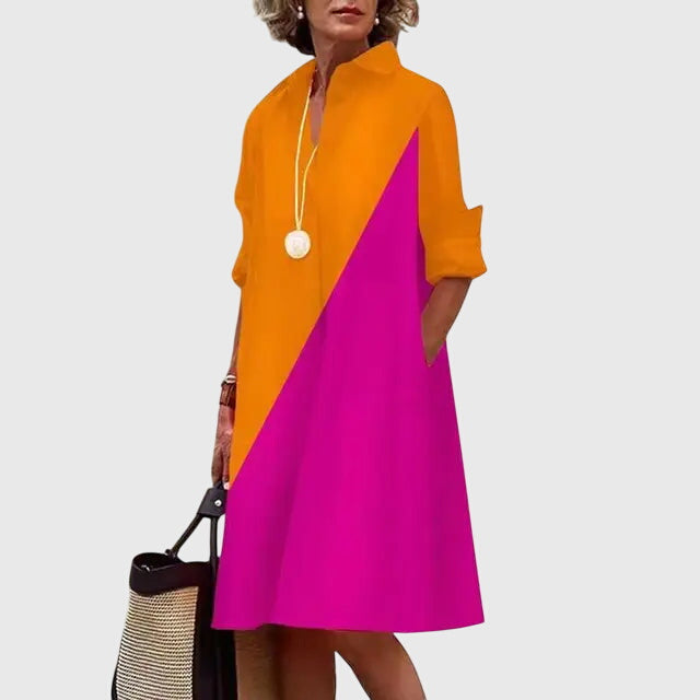 Astrid | Coral Elegant Dress With Pockets