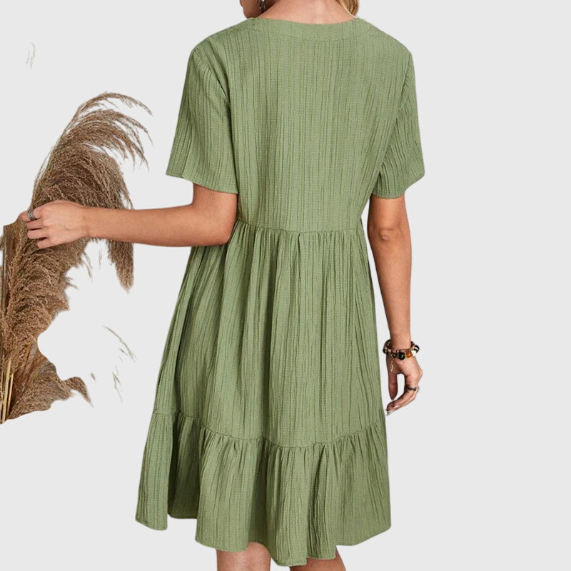 Aurelia | Elegant Flattering Coral Tiered Mini Dress