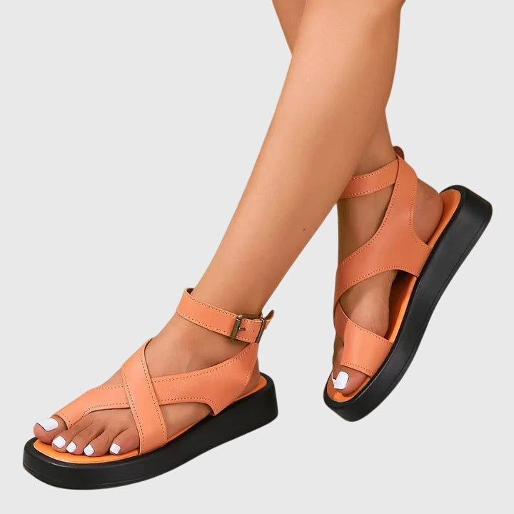 Aurora | Premium Cognac Leather Orthopedic Sandals