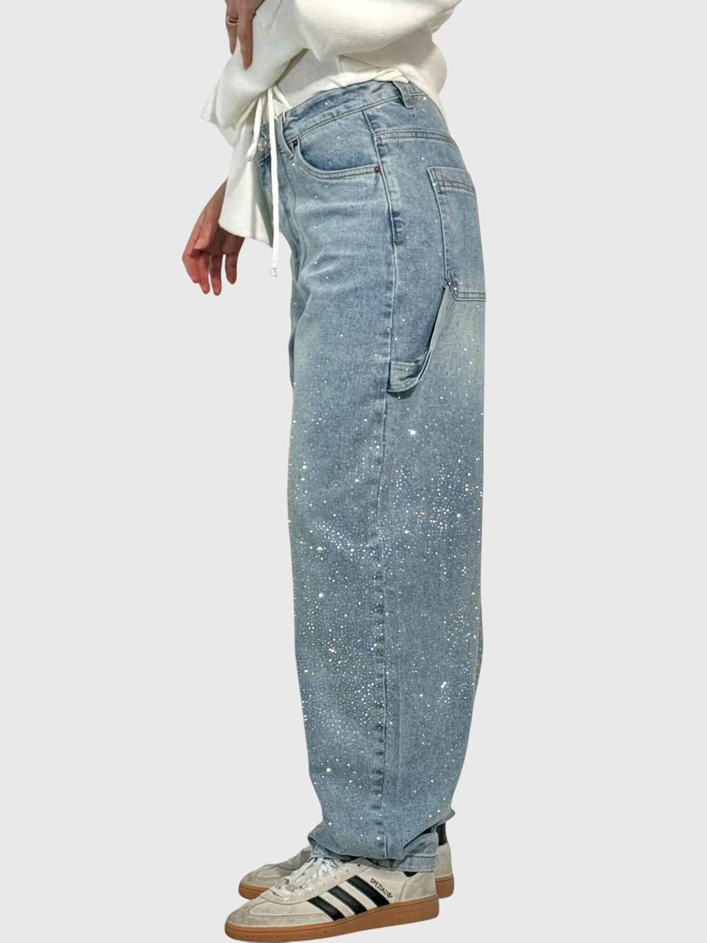 Astrid | Women’s Dark Blue Sparkle Diamond Denim Pants