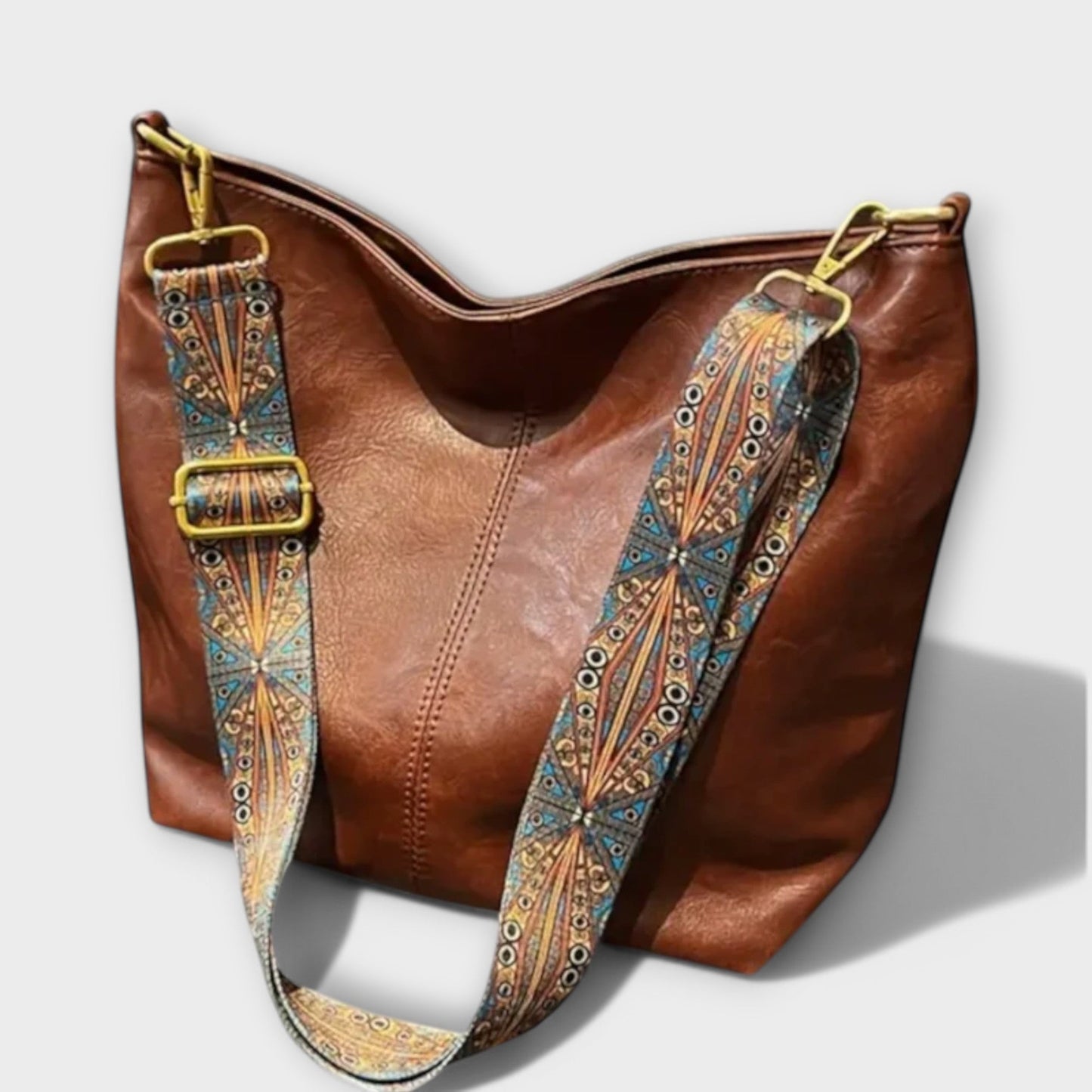 Aurelia | Brown Leather Women's Shoulder Bag With Unique Strap