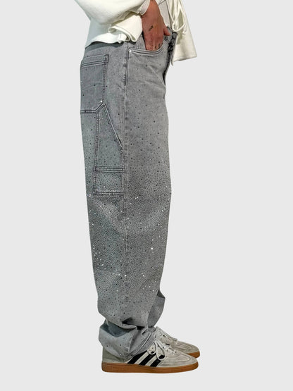 Astrid | Women’s Dark Blue Sparkle Diamond Denim Pants