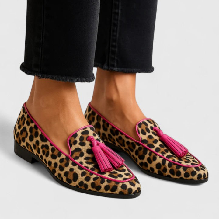 Calantha | Leopard Tassel Stylish Support Loafers