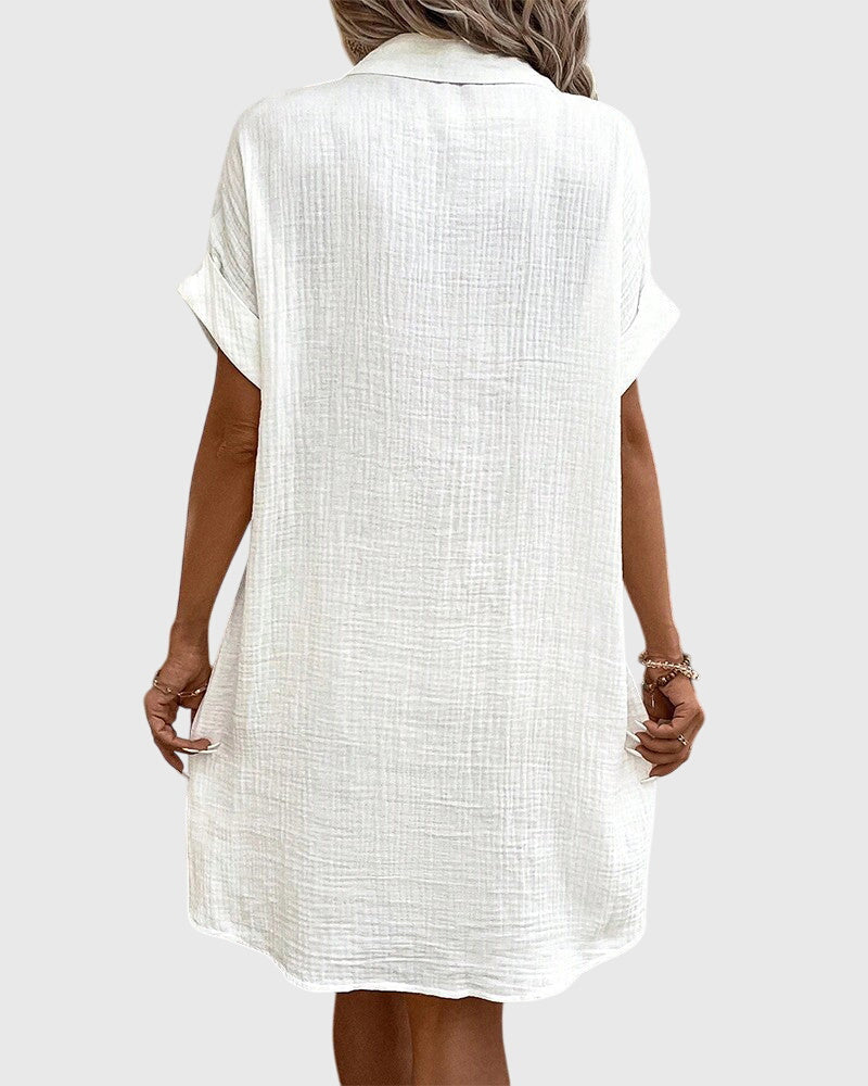 Elegant White Short Sleeve Comfortable Dress