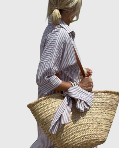 Soft Pink Classic Striped Dress