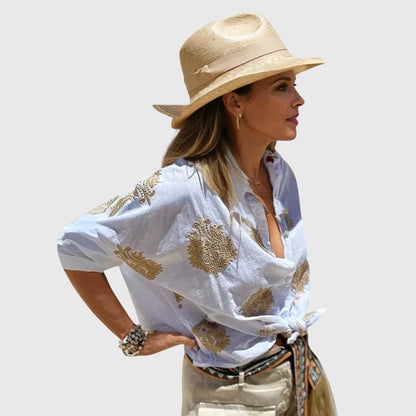 Adriana | Beige Embroidered Light And Chic Blouse